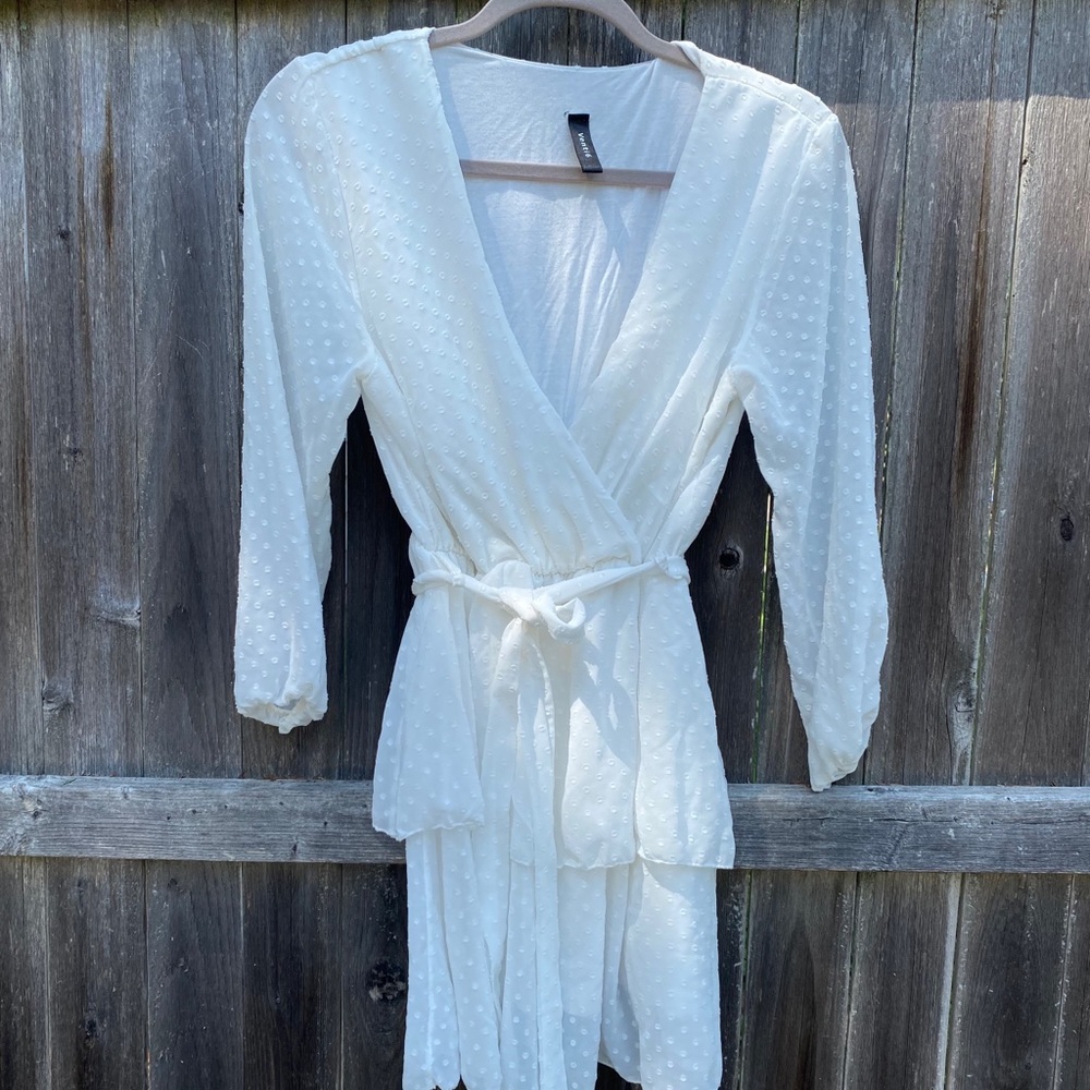 Vivi Milan Tiered Swiss Dot White Dress